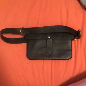 Faux black leather fanny pack